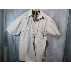 VINTAGE Jansport Canvas Work Shirt - M Tan Short Sleeve